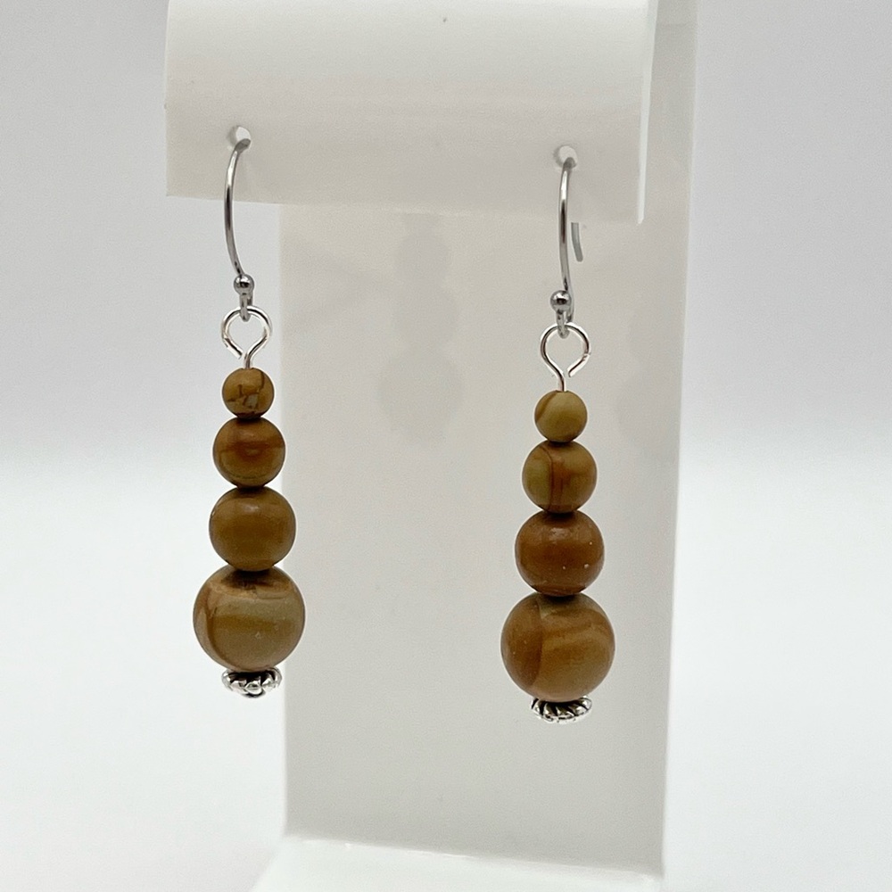 WOODEN STYLE JASPER EARRINGS